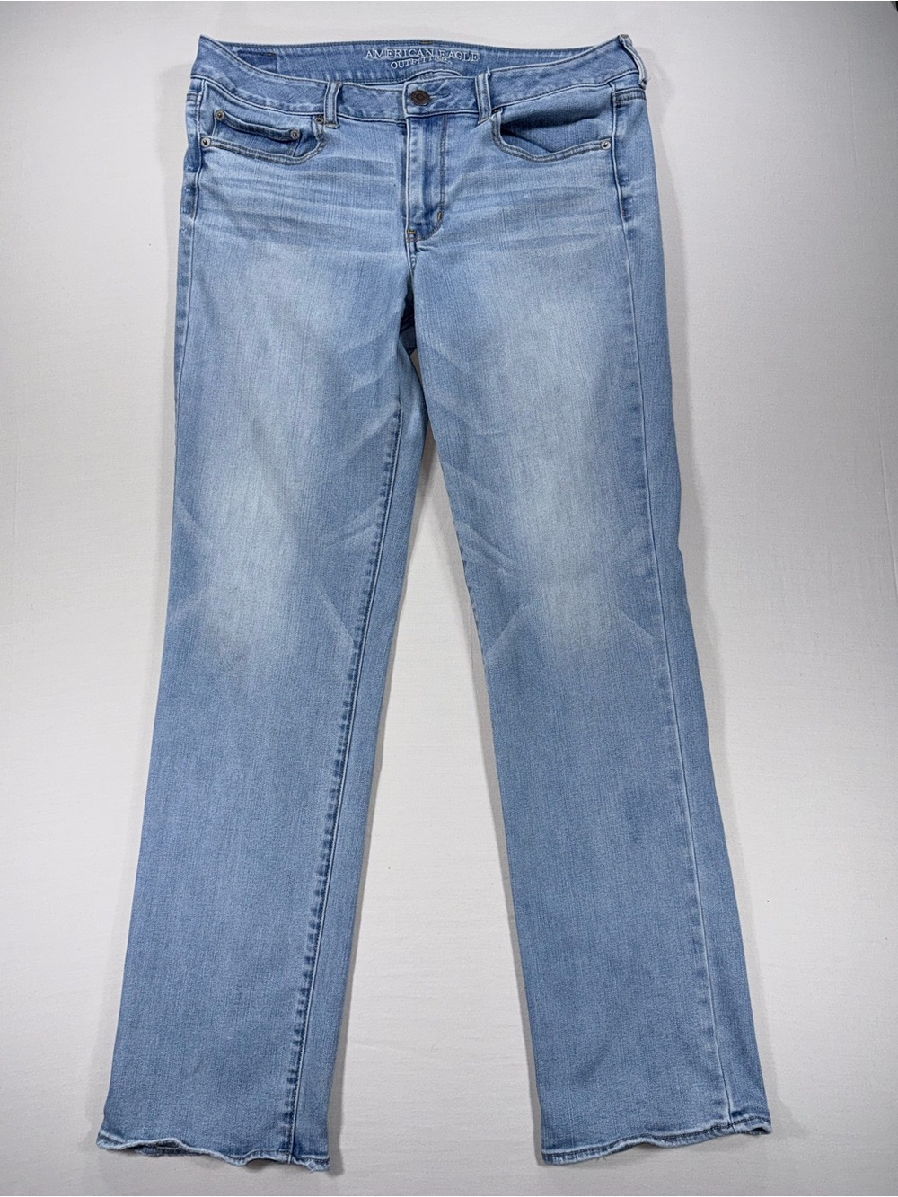 American Eagle Straight Super Stretch Jeans Light Wash Size 14 Long EUC